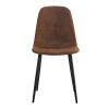 A set of 4 modern medieval style restaurant cushioned side chairs, equipped with soft cushions and black metal legs, suitable for kitchens, lounges