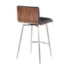 Mason Contemporary Swivel Counter Stool in Stainless Steel, Walnut Wood, and Black Faux Leather by LumiSource - Set of 2
