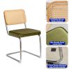 Dining Chairs Set of 2, Velvet Rattan Side Accent Chairs with Chrome Legs, Modern Mid Century Breuer Designed Chairs