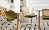 Dining Chairs Set of 2, Velvet Rattan Side Accent Chairs with Chrome Legs, Modern Mid Century Breuer Designed Chairs