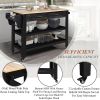 57 inch Rolling Kitchen Island with Storage,Kitchen Cart with Solid OAK Wood Top,Two-sided Kitchen island Cart on Wheels , Wine and Spice Rack