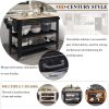 57 inch Rolling Kitchen Island with Storage,Kitchen Cart with Solid OAK Wood Top,Two-sided Kitchen island Cart on Wheels , Wine and Spice Rack