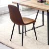 A set of 4 modern medieval style restaurant cushioned side chairs, equipped with soft cushions and black metal legs, suitable for kitchens, lounges