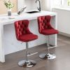 Swivel Velvet Barstools Adjusatble Seat Height from 25-33 Inch, Chrome base Bar Stools with Backs Comfortable Tufted for Home Pub and Kitchen Island