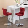 Swivel Velvet Barstools Adjusatble Seat Height from 25-33 Inch, Chrome base Bar Stools with Backs Comfortable Tufted for Home Pub and Kitchen Island