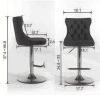 Swivel Velvet Barstools Adjusatble Seat Height from 25-33 Inch, Chrome base Bar Stools with Backs Comfortable Tufted for Home Pub and Kitchen Island
