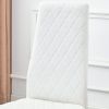 Grid armless high backrest dining chair, 4-piece set of silver metal legs white chair, office chair. Suitable for restaurants, living rooms, kitchens