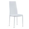 Grid armless high backrest dining chair, 4-piece set of silver metal legs white chair, office chair. Suitable for restaurants, living rooms, kitchens