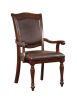 Luxurious Traditional Dining Chairs Brown Cherry Solid wood Espresso Leatherette Seat Set of 2pc Arm Chairs Turned Legs Kitchen Dining Room
