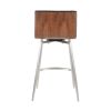 Mason Contemporary Swivel Counter Stool in Stainless Steel, Walnut Wood, and Black Faux Leather by LumiSource - Set of 2