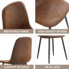 A set of 4 modern medieval style restaurant cushioned side chairs, equipped with soft cushions and black metal legs, suitable for kitchens, lounges