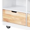 Rolling Kitchen Island with Storage, Two-sided Kitchen island Cart on Wheels with RubberWood Top,Wine and Spice Rack