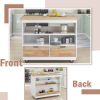 Rolling Kitchen Island with Storage, Two-sided Kitchen island Cart on Wheels with RubberWood Top,Wine and Spice Rack