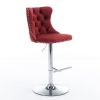 Swivel Velvet Barstools Adjusatble Seat Height from 25-33 Inch, Chrome base Bar Stools with Backs Comfortable Tufted for Home Pub and Kitchen Island