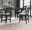 Modern 2pc Counter Height Dining Chairs Black Color Ladder Back Frame Upholstered Cushion Seat Solid wood Kitchen Dining Room