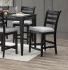 Modern 2pc Counter Height Dining Chairs Black Color Ladder Back Frame Upholstered Cushion Seat Solid wood Kitchen Dining Room