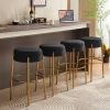 30" Tall, Round High Bar Stools, Set of 2 - Contemporary upholstered dining stools for kitchens