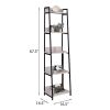 Natural and Black 5-tier Ladder Bookshelf