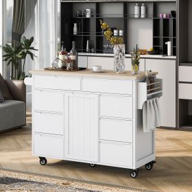 K&K Store Kitchen Cart with Rubber Wood Countertop (Color: as Pic)